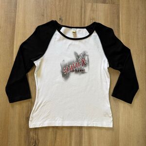 Y2K Static-X Start A War Black And White Raglan Shirt Size XL Industrial Metal